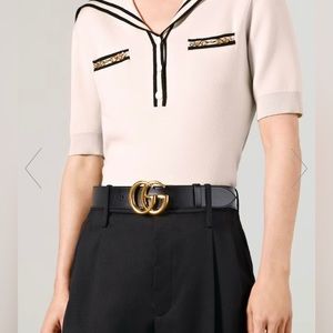 GG MARMONT LEATHER BELT WITH SHINY BUCKLE